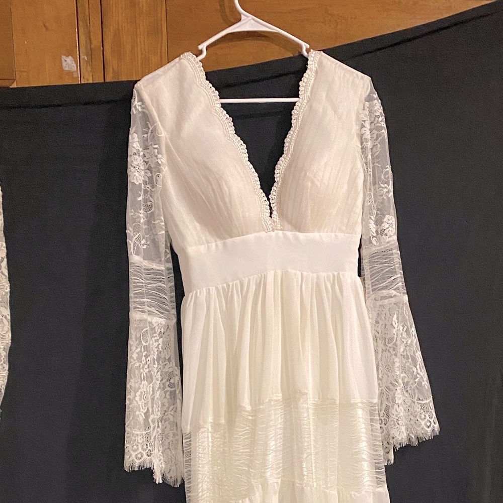 Long sleeve bohemian wedding dress